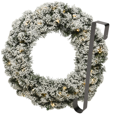 Christmas wreath 50 cm - green with led - snowy - with  hanger