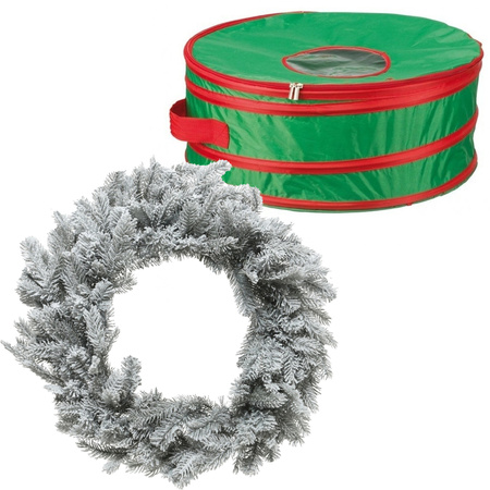 Christmas wreath green with snow 50 cm incl. storage bag 