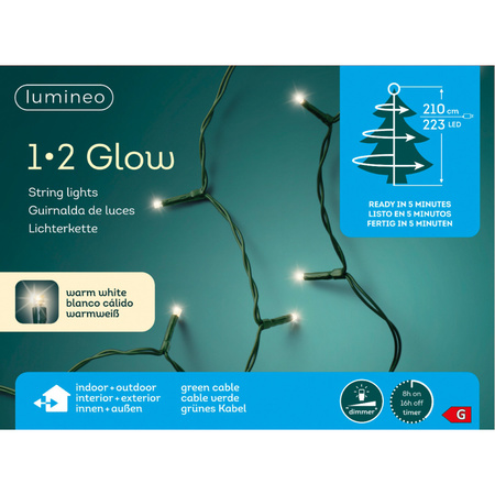Kerstlampjes 1-2 glow strengverlichting warm wit buiten 223 lampjes 210 cm met dimmer