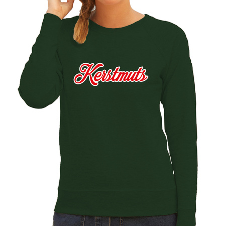 Christmas sweater Kerstmuts green for women