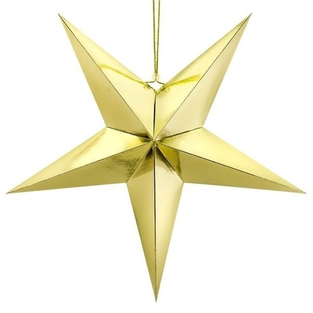 Christmas decoration gold paper star 45 cm with lighting cable