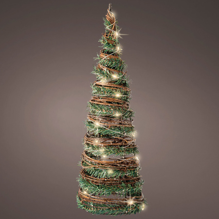 LED kegel kerstbomen - 2x stuks - groen - 40 en 60 cm - kerstverlichting