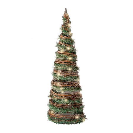 Christmas decoration cone shape tree lamp rotan 60 cm with 40 warm white lights