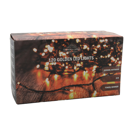 Christmas lights gold outdoor 120 lights 900 cm with timer and dimmer