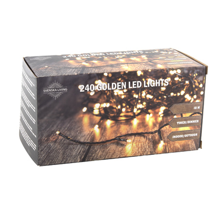 Christmas lights gold outdoor 240 lights 1800 cm with timer and dimmer
