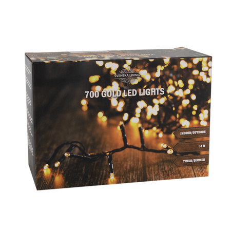 Christmas lights gold outdoor 700 lights 1400 cm with timer and dimmer