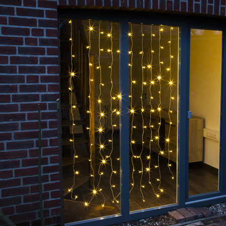 Kerstverlichting lichtgordijn/ijspegellichtjes voor het raam met 120 lichtjes warm wit 100 x 200 cm