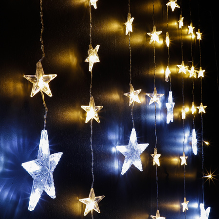 Christmas light curtain with 138 star lights - window lights 250 cm