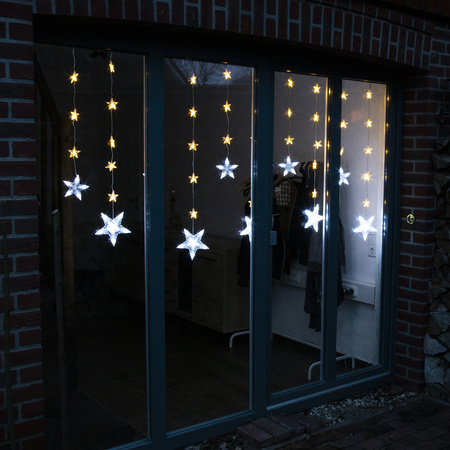 Christmas light curtain with 138 star lights - window lights 250 cm