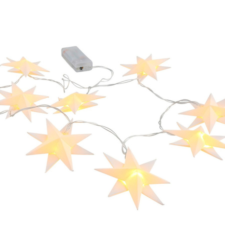 Christmas lightrope with 10 white stars on batteries