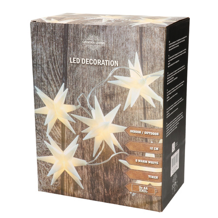 Christmas lightrope with 6 white stars on batteries