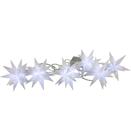 Kerstverlichting lichtsnoer met 6 witte sterren op batterijen