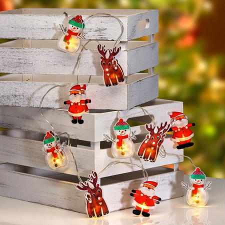 Kerstverlichting lichtsnoeren kerstfiguren op batterij met 10 lampjes