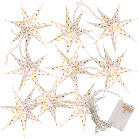 Christmas lights on batteries cords with stars 250 cm