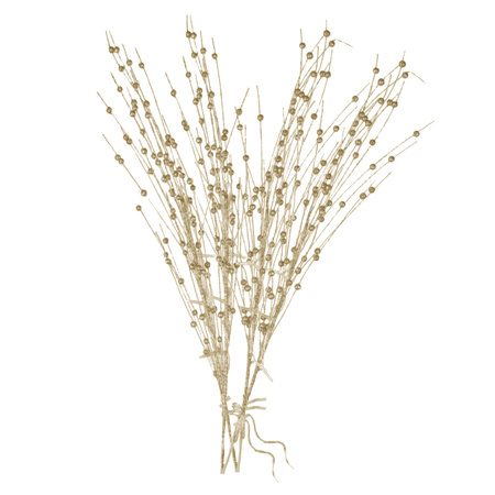 Christmas deco gold glitter artificial branch 76 cm with LED