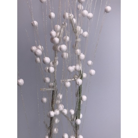 Christmas deco white glitter artificial branch 76 cm with LED
