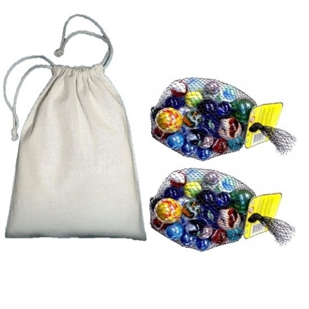 Marble bag with 46 marbles toy set