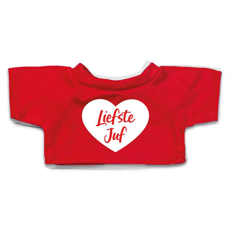 Pluche teddybear 24 cm with liefste juf heart t-shirt 