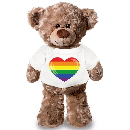 Pluche Gay flag heart teddybear 43 cm 