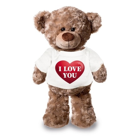 Knuffel teddybeer met I love you hart shirt 43 cm 