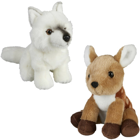 Soft toy animals set wolf and deer 18 cm