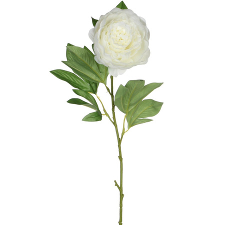 Artificial peony rose - creme - 76 cm - polyester - decoration