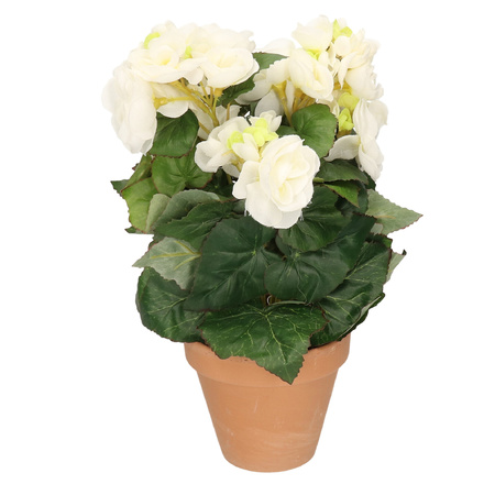 Kunstplanten Begonia in pot wit 30 cm