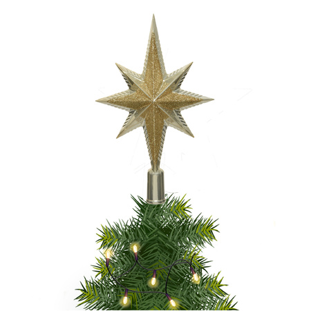Christmas tree topper star glitter champagne 19 cm