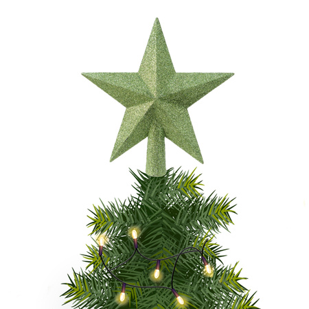 Christmas tree topper star glitter green 19 cm