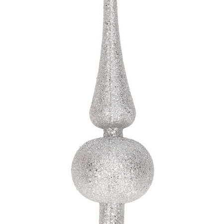 Kunststof piek/kerstboom topper glitter zilver H23 cm