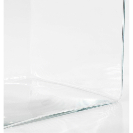 Lage vaas/accubak transparant glas vierkant 20 cm