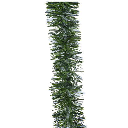 Christmas glass tree topper 26 cm shiny - and garland 270 cm - dark green