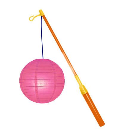 Lantern stick 39 cm - with lantern - pink - 25 cm