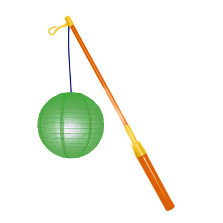 Lampionstokje 39 cm - met lampion - groen - D25 cm