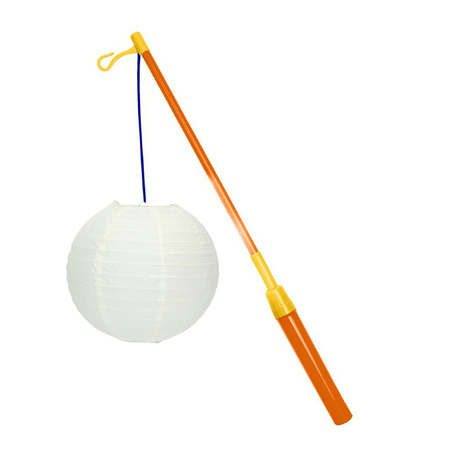 Lampionstokje 39 cm - met lampion - wit - D25 cm