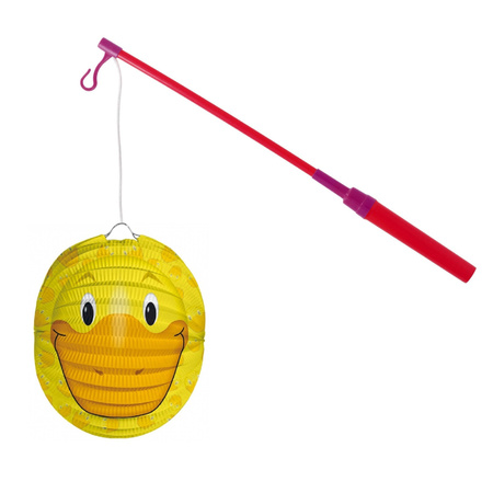 Lantern stick 40 cm - with dug bal lantern - yellow - 25 cm