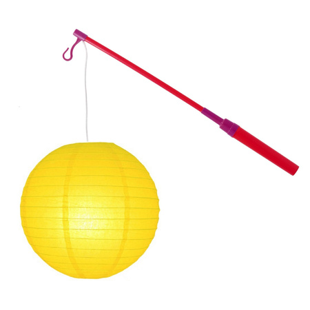 Lampionstokje 40 cm - met lampion - geel - D25 cm