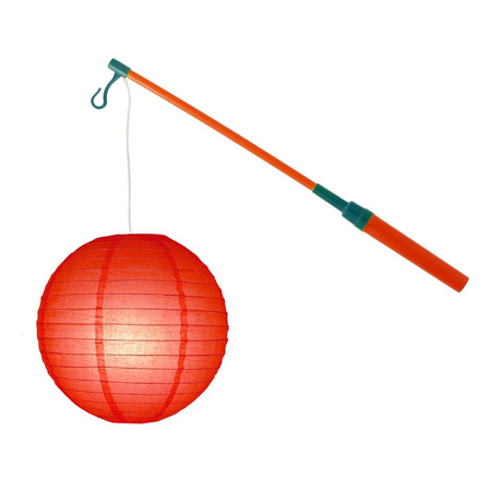 Lampionstokje 40 cm - met lampion - rood - D25 cm