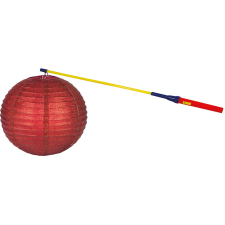 Lampionstokje 50 cm - met lampion - rode glitters - D25 cm