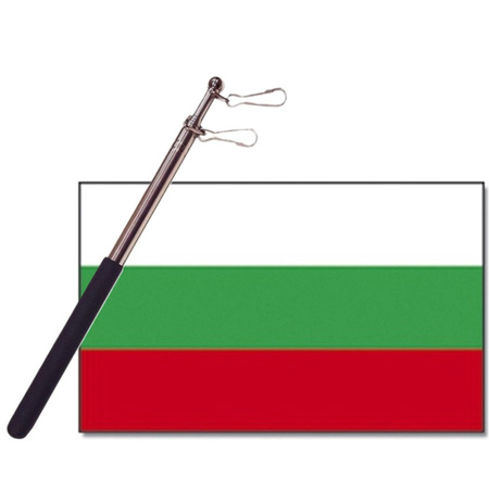 Country flag Bulgaria - 90 x 150 cm - with compact telescoop stick - waveflags for supporters
