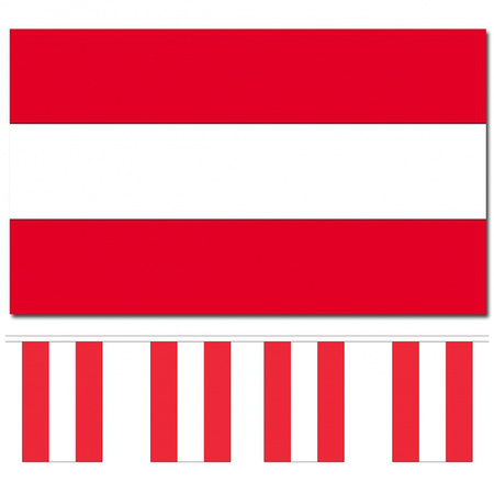 Landen vlaggen versiering set - Oostenrijk - Vlag 90 x 150 cm en vlaggenlijn 3 meter
