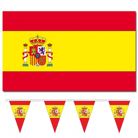 Country flags deco set - Spain - Flag 90 x 150 cm and guirlande 5 meters