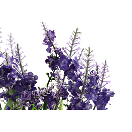 Lavendel kunstplant/kamerplant paars in grijze sierpot H28 cm x D18 cm