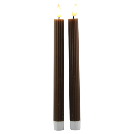 Candle set 2x pcs Led candles brown 25,5 cm with timer