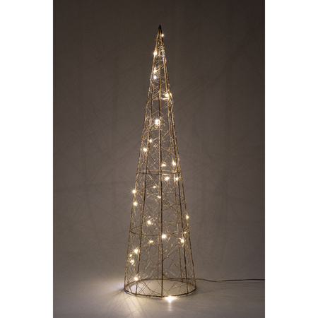 LED kegel kerstboom lamp - goud - 30 leds - H60 - metaal - timer