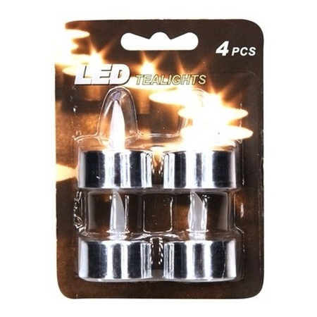 Tea lights silver electric 4 pieces