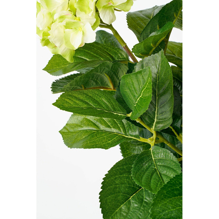 Hortensia kunstplant/kunstbloemen 45 cm - groen - in pot olijfgroen mat