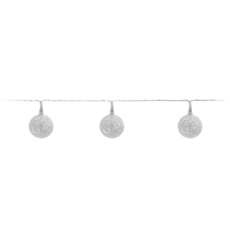 Party lightrope with 10 decorative white balls 150 cm