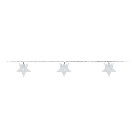 Party lightrope with 10 white star lights 100 cm on batteries