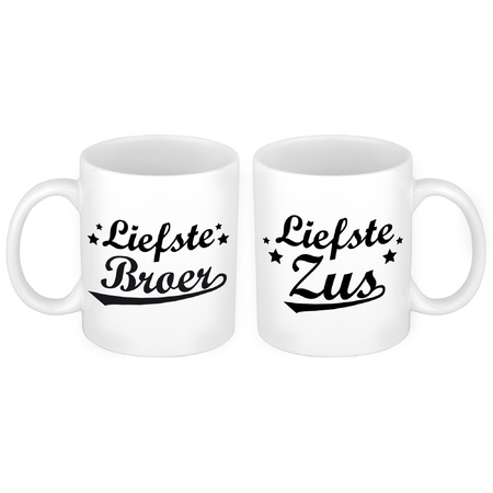 Liefste broer en zus mug - Gift cup set for Sister and Brother